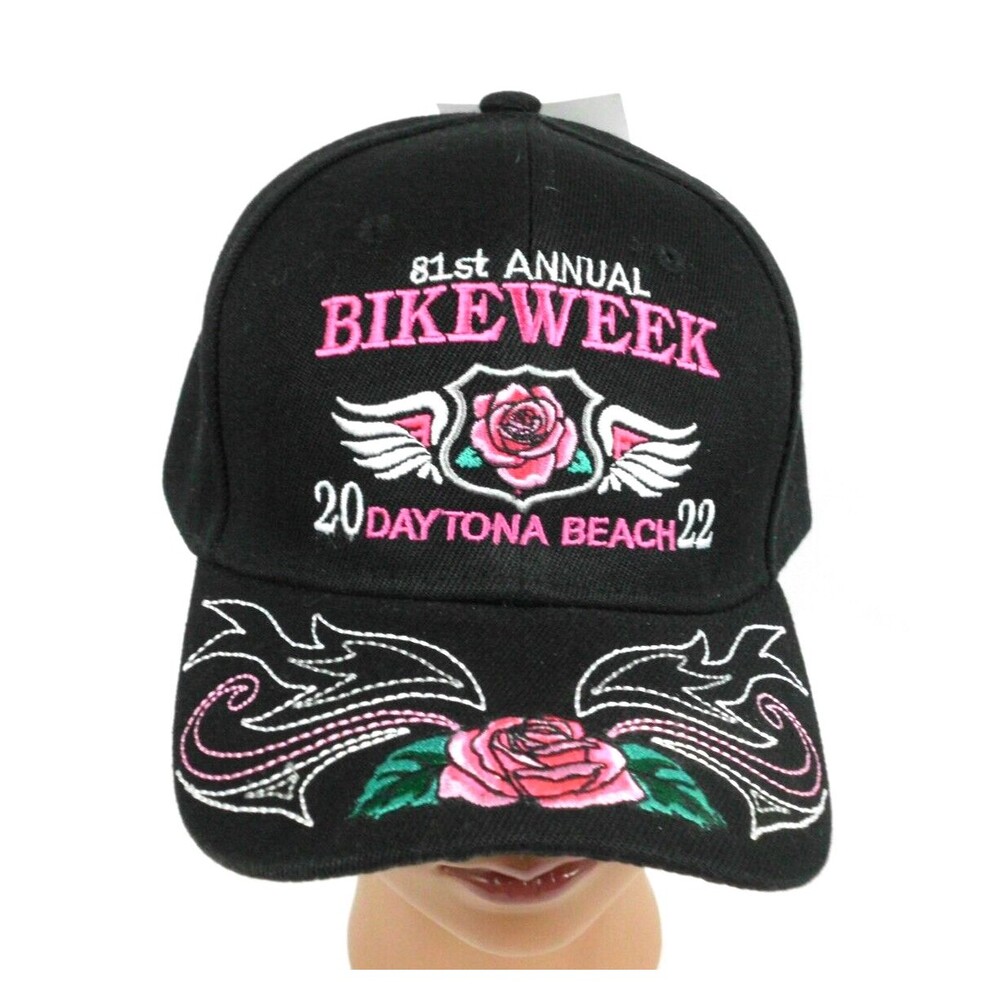 81st Annual Bikeweek Daytona Beach Bike Week 2022 Hat Pink Roses New w Tags